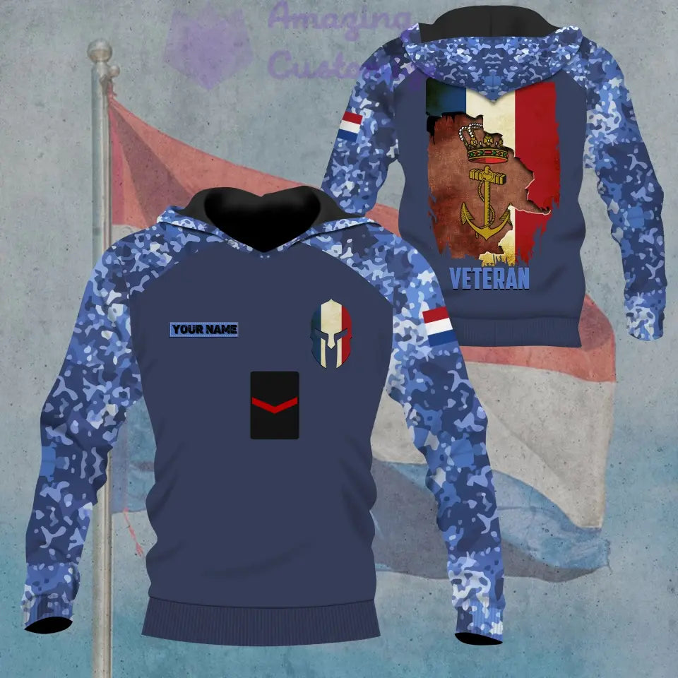 Personalized Netherlands Soldier/ Veteran Camo With Name And Rank Hoodie - 1306230001