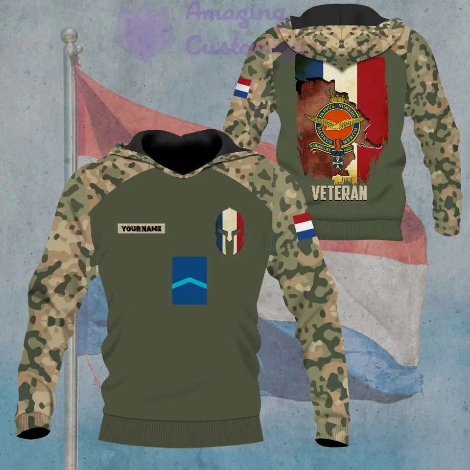 Personalized Netherlands Soldier/ Veteran Camo With Name And Rank Hoodie - 1306230001