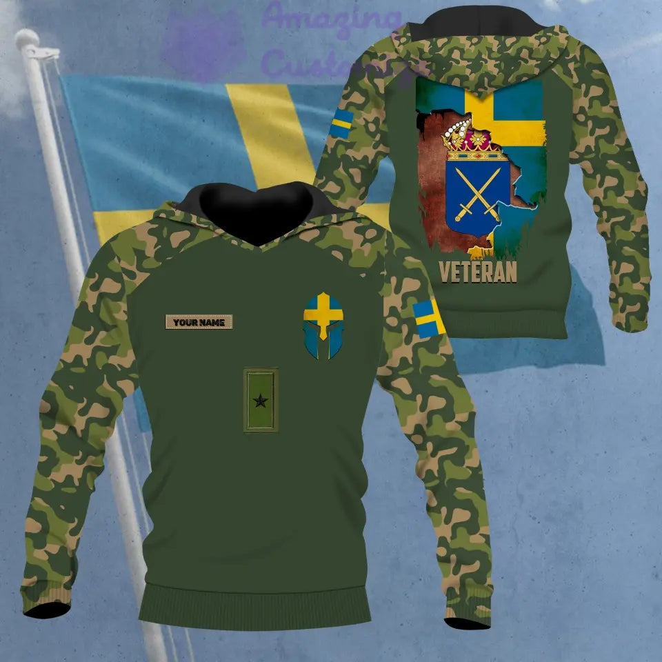 Personalized Sweden Soldier/ Veteran Camo With Name And Rank Hoodie - 1306230001