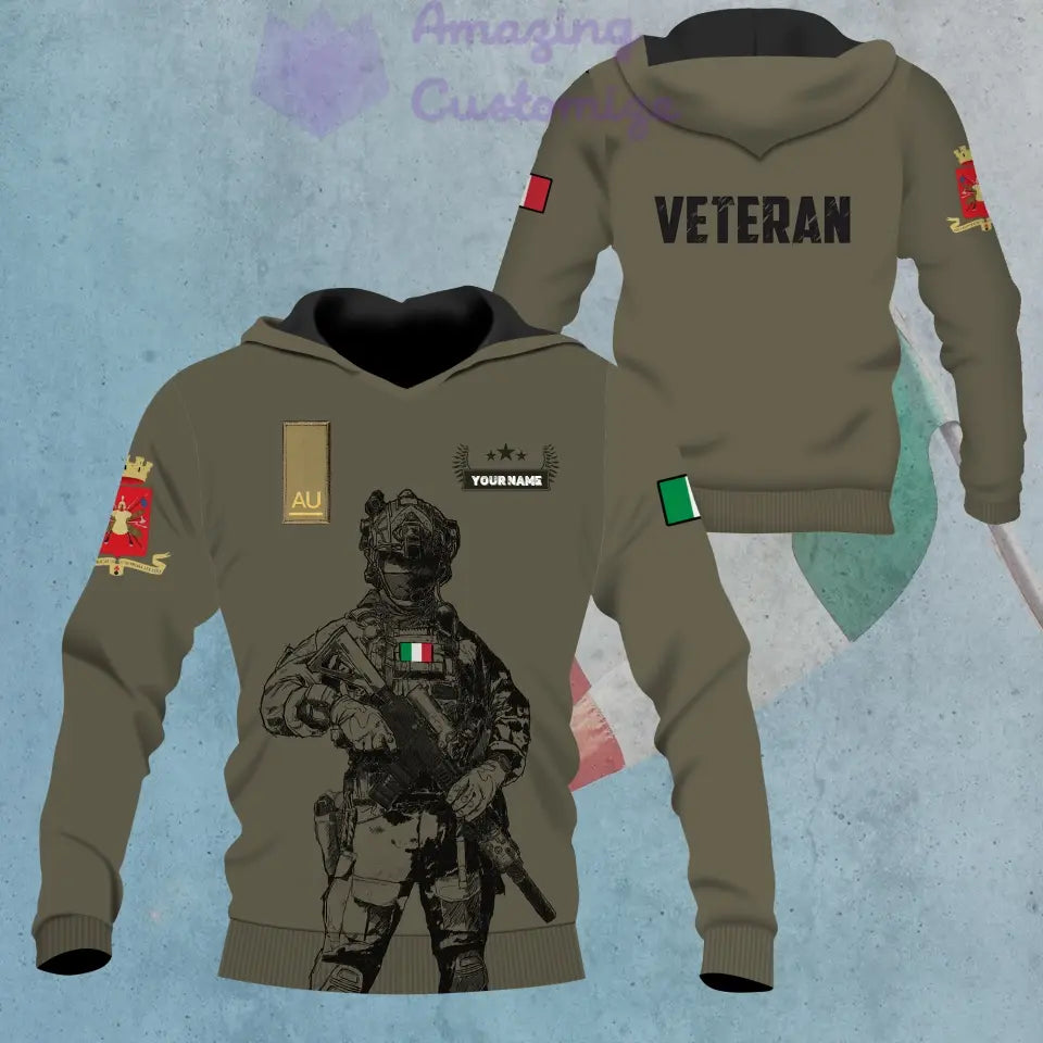 Personalized Italy Soldier/ Veteran Camo With Name And Rank Hoodie - 1306230002