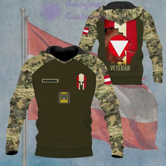 Personalized Austria Soldier/ Veteran Camo With Name And Rank Hoodie - 1306230001