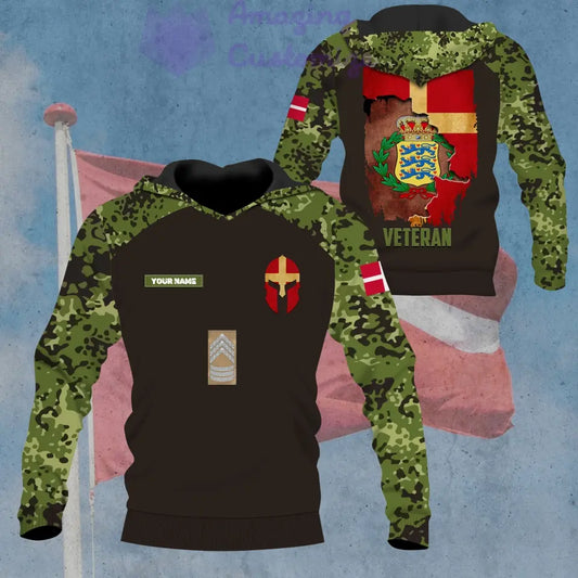 Personalized Denmark Soldier/ Veteran Camo With Name And Rank Hoodie - 1306230001