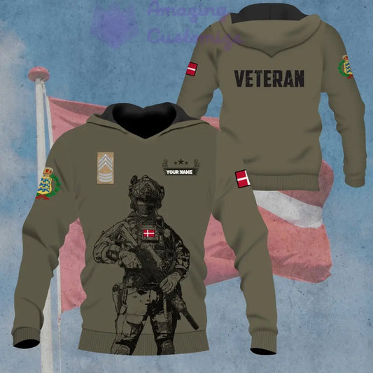 Personalized Denmark Soldier/ Veteran Camo With Name And Rank Hoodie - 1306230002