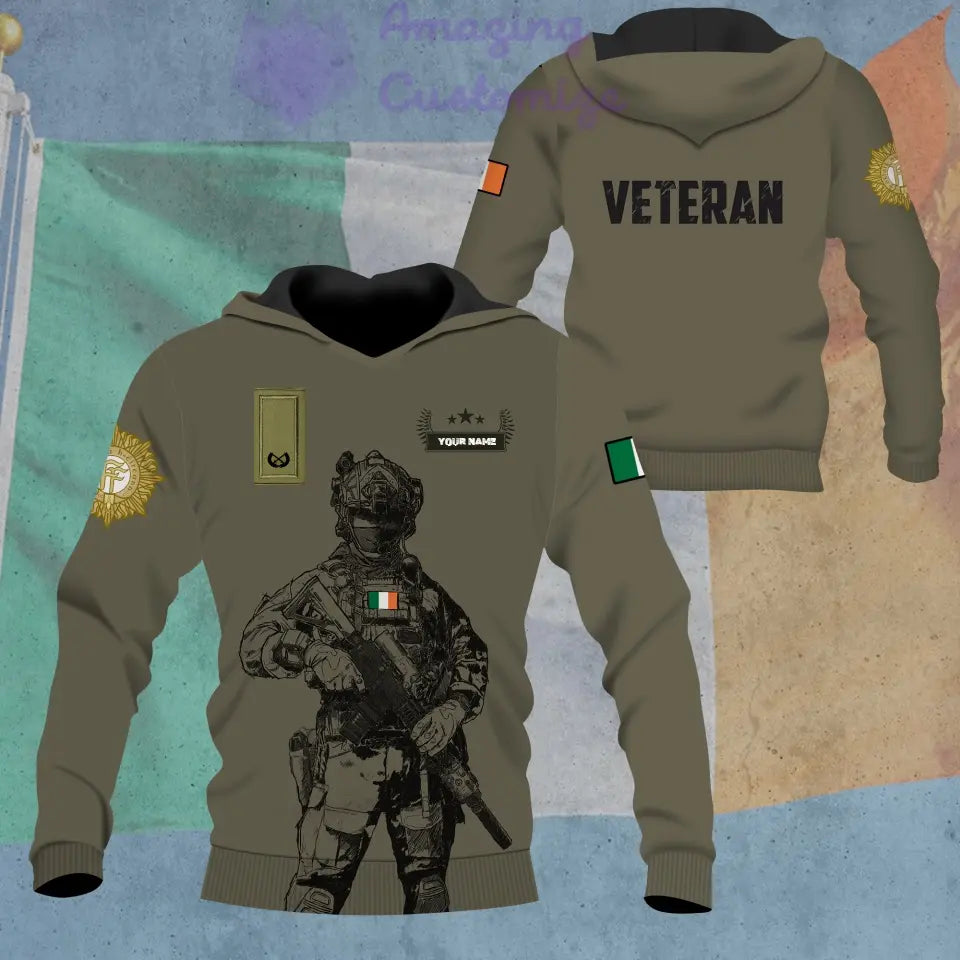 Personalized Ireland Soldier/ Veteran Camo With Name And Rank Hoodie - 1306230002