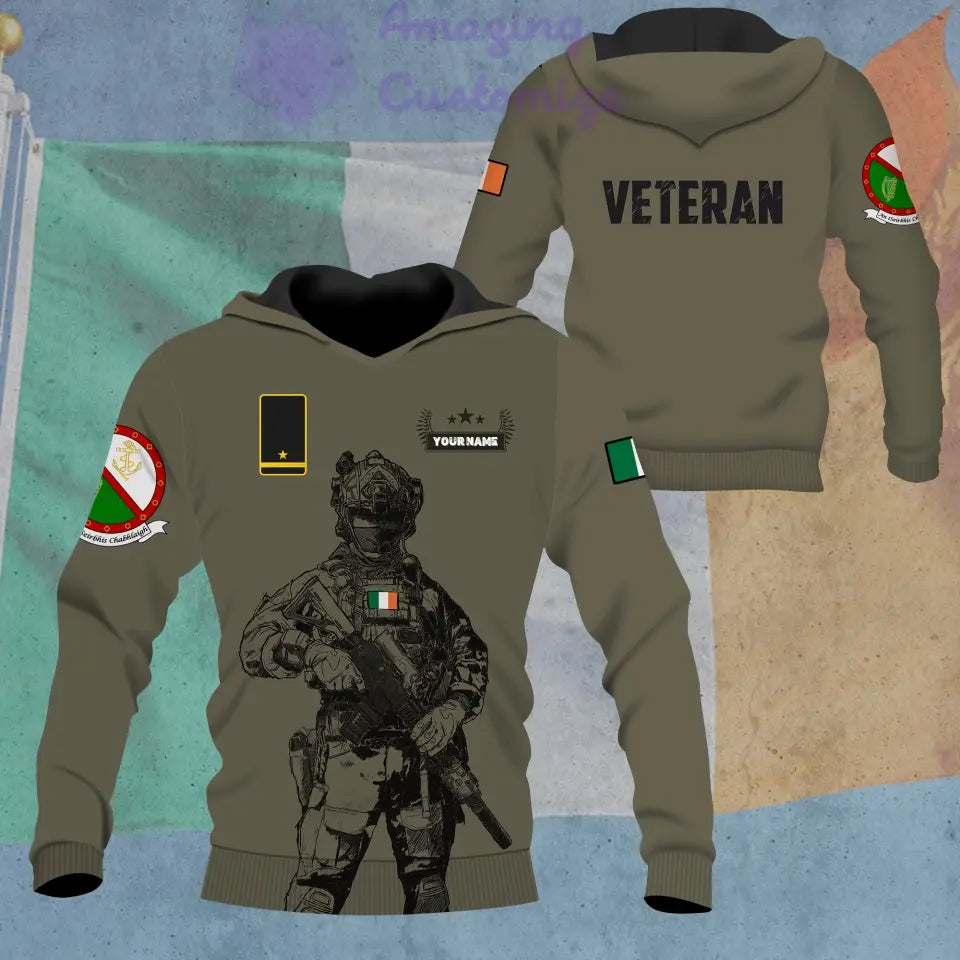 Personalized Ireland Soldier/ Veteran Camo With Name And Rank Hoodie - 1686614401