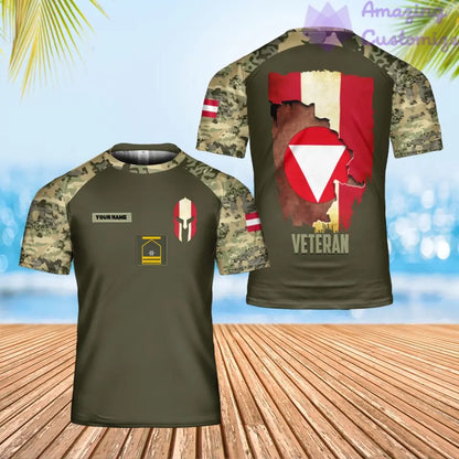 Personalized Austria Solider/ Veteran Camo With Name And Rank T-shirt 3D Printed - 0102240003