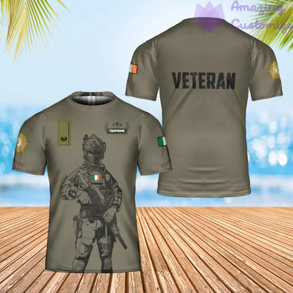 Personalized Ireland Solider/ Veteran Camo With Name And Rank T-Shirt 3D Printed - 1306230002