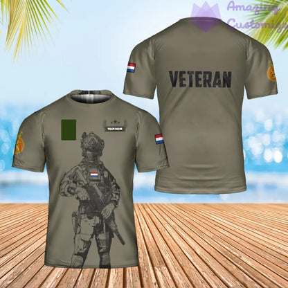 T-shirt personnalisé avec camouflage soldat/vétéran néerlandais avec nom et grade imprimé en 3D - 0502240002