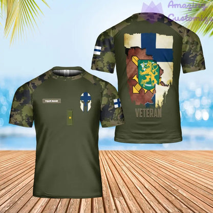 Personalized Finland Solider/ Veteran Camo With Name And Rank T-Shirt 3D Printed - 0102240001