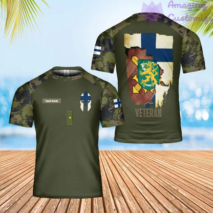 Personalized Finland Solider/ Veteran Camo With Name And Rank T-Shirt 3D Printed - 1306230001