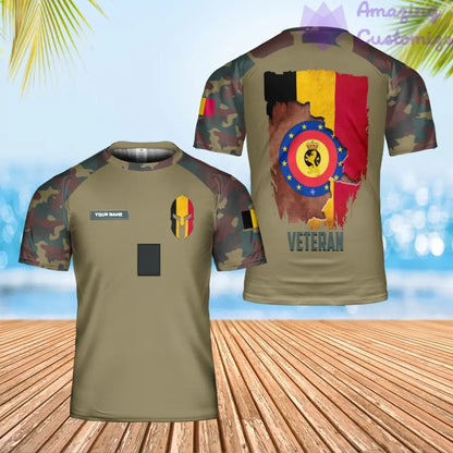 Personalized Belgium Solider/ Veteran Camo With Name And Rank T-Shirt 3D Printed - 1306230001