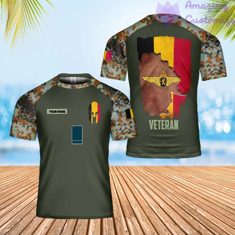 Personalized Belgium Solider/ Veteran Camo With Name And Rank T-Shirt 3D Printed - 0402240001