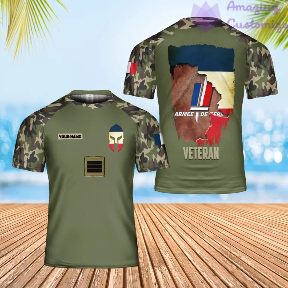 Personalized France Solider/ Veteran Camo With Name And Rank T-Shirt 3D Printed - 1705708803