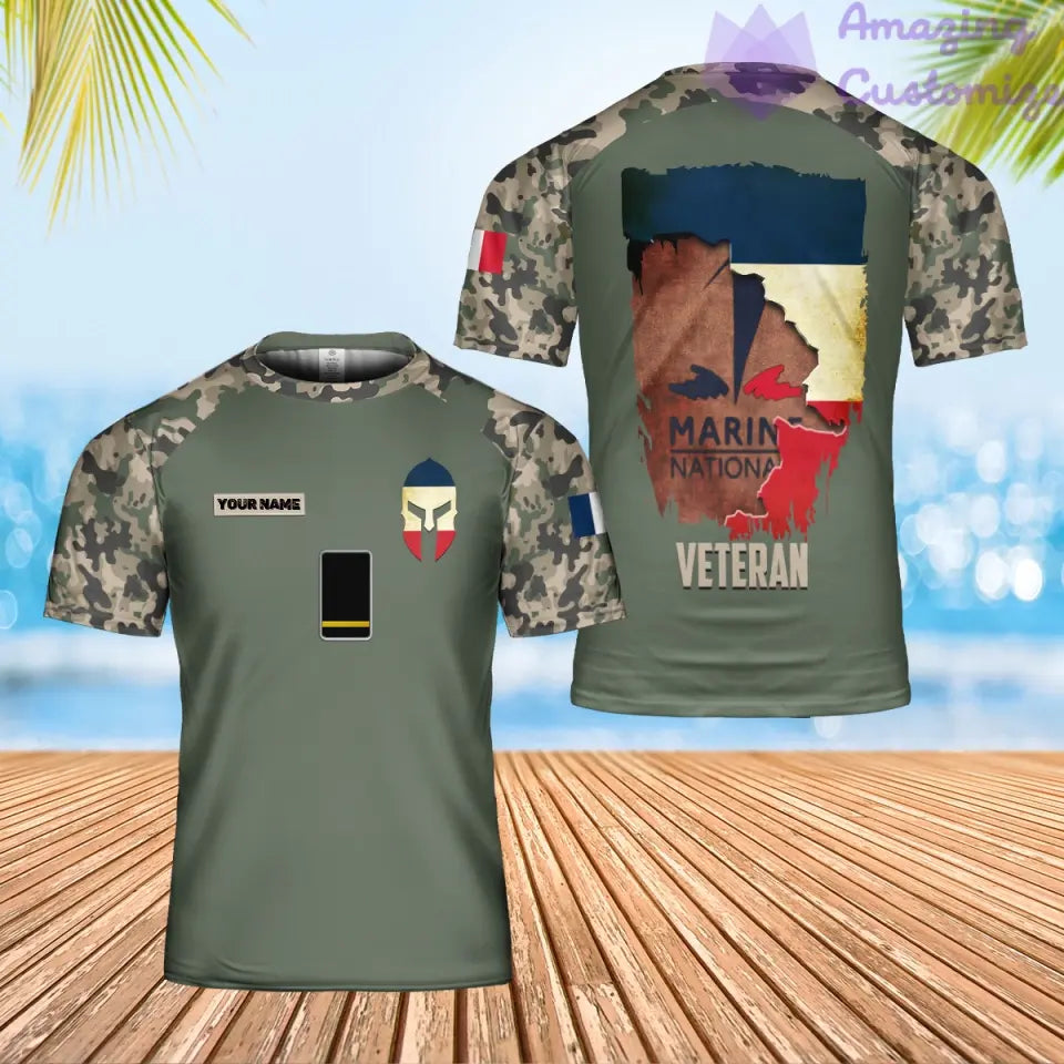 Personalized France Solider/ Veteran Camo With Name And Rank T-Shirt 3D Printed - 1705708803