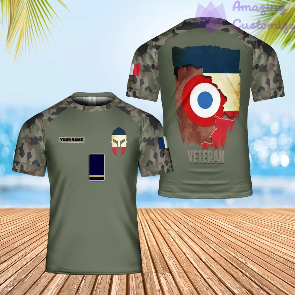 Personalized France Solider/ Veteran Camo With Name And Rank T-Shirt 3D Printed - 1705708803