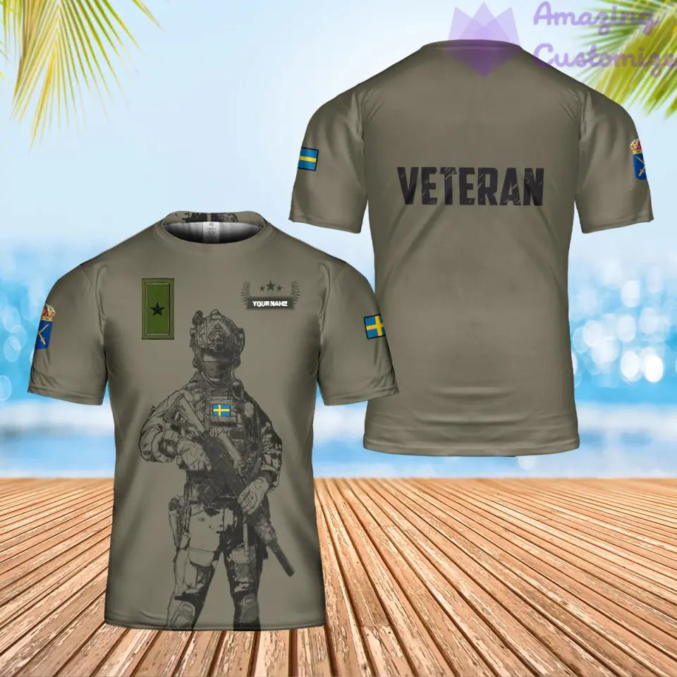 Personalized Sweden Solider/ Veteran Camo With Name And Rank T-Shirt 3D Printed - 1306230002