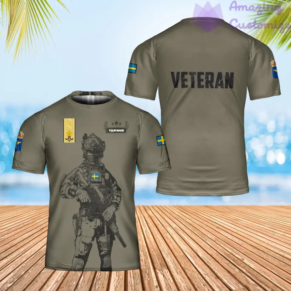 Personalized Sweden Solider/ Veteran Camo With Name And Rank T-Shirt 3D Printed - 0602240001