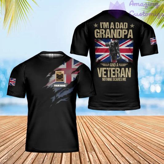 Personalized United Kingdom Solider/ Veteran Camo With Name And Rank T-Shirt 3D Printed - 2801240003