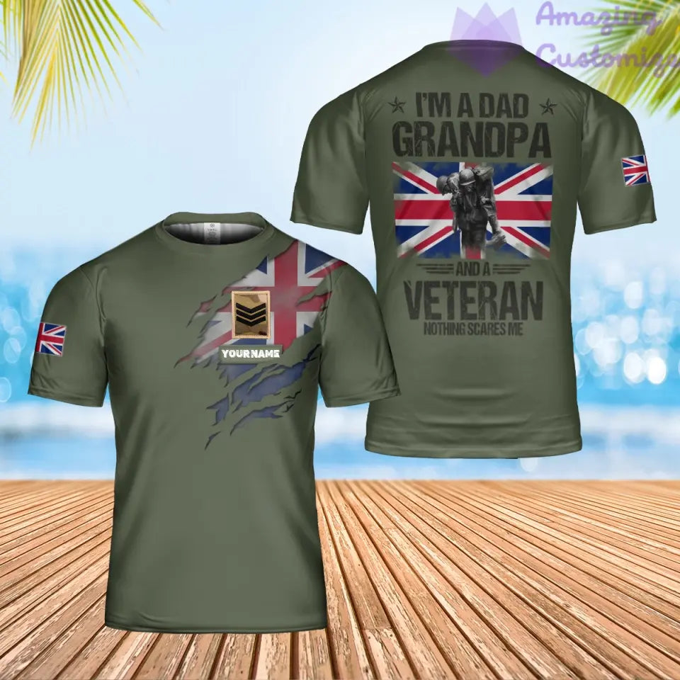 Personalized United Kingdom Solider/ Veteran Camo With Name And Rank T-Shirt 3D Printed - 1606230002