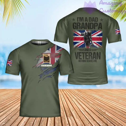 Personalized United Kingdom Solider/ Veteran Camo With Name And Rank T-Shirt 3D Printed - 2801240002