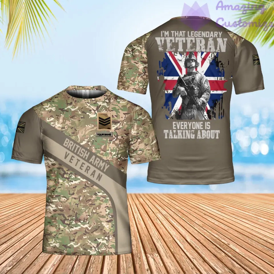 Personalized United Kingdom Solider/ Veteran Camo With Name And Rank T-Shirt 3D Printed - 1606230003