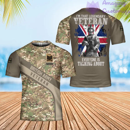 Personalized United Kingdom Solider/ Veteran Camo With Name And Rank T-Shirt 3D Printed - 1606230003