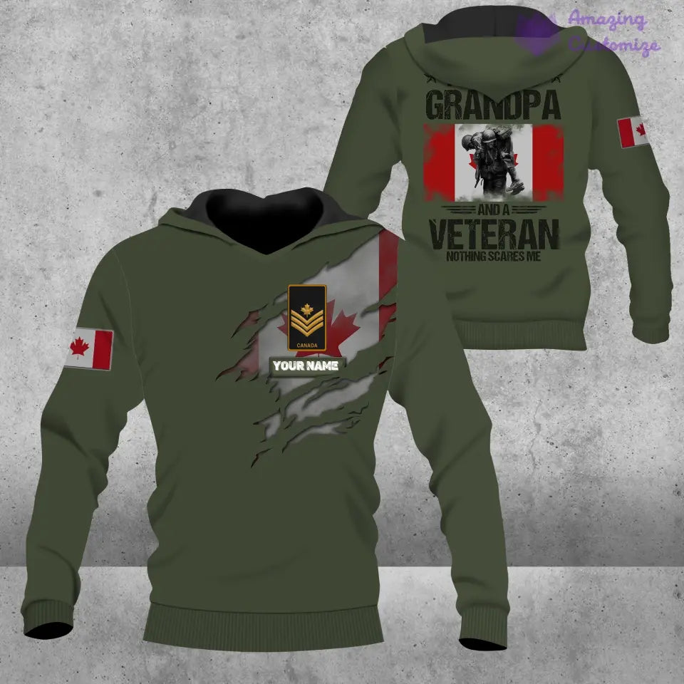 Personalized Canada Soldier/ Veteran Camo With Name And Rank Hoodie - 1606230002