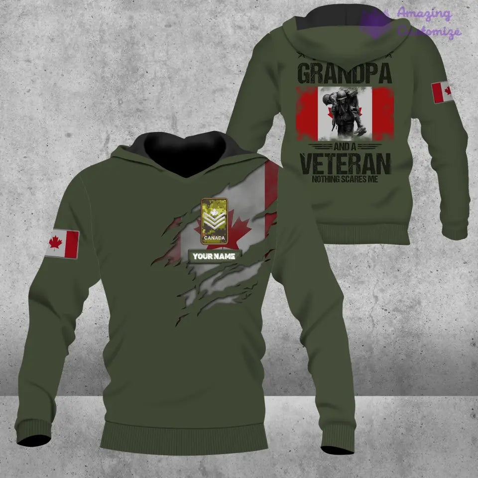 Personalized Canada Soldier/ Veteran Camo With Name And Rank Hoodie - 1606230002