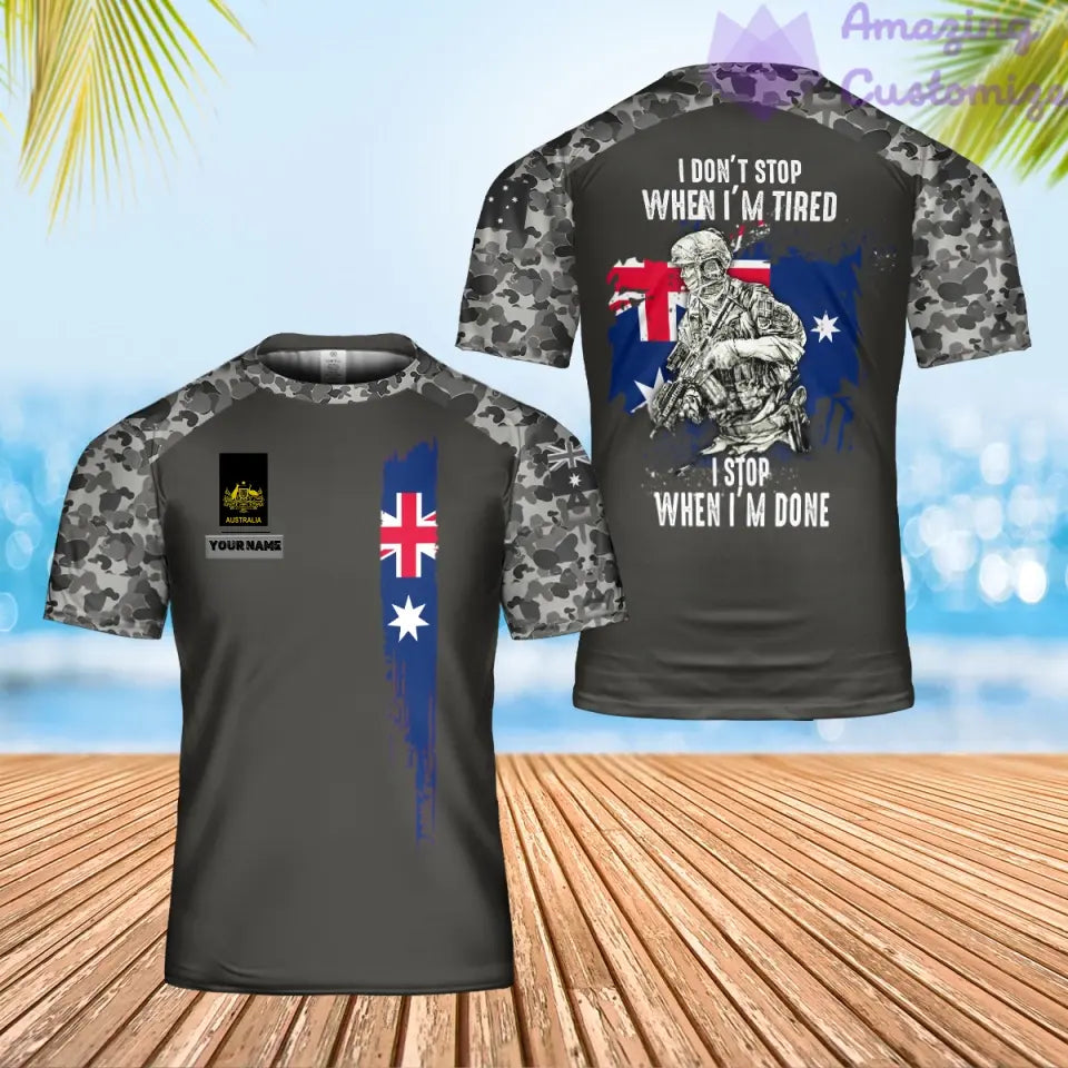 Personalized Australia Solider/ Veteran Camo With Name And Rank T-Shirt 3D Printed - 2106230001