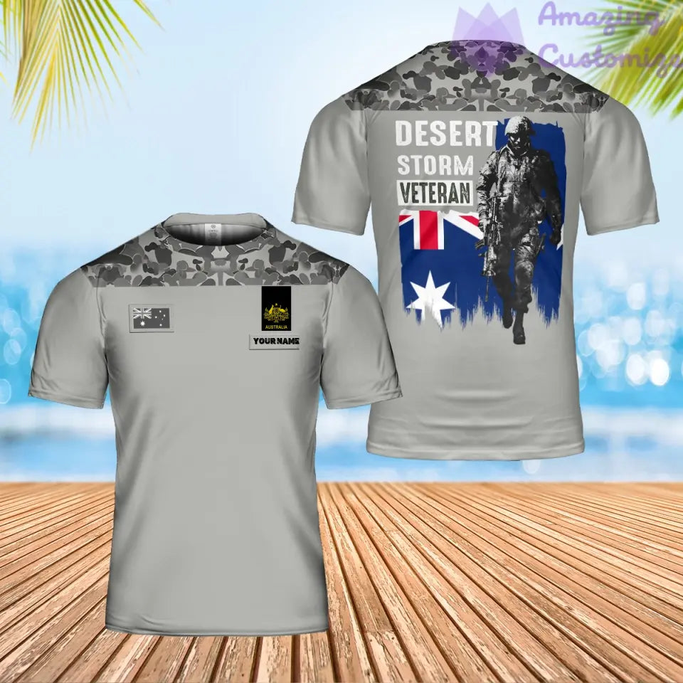 Personalized Australia Solider/ Veteran Camo With Name And Rank T-Shirt 3D Printed - 2106230005