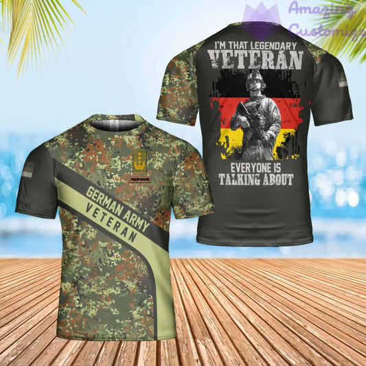 T-shirt personnalisé avec camouflage soldat/vétéran allemand avec nom et grade imprimé en 3D - 2801240001
