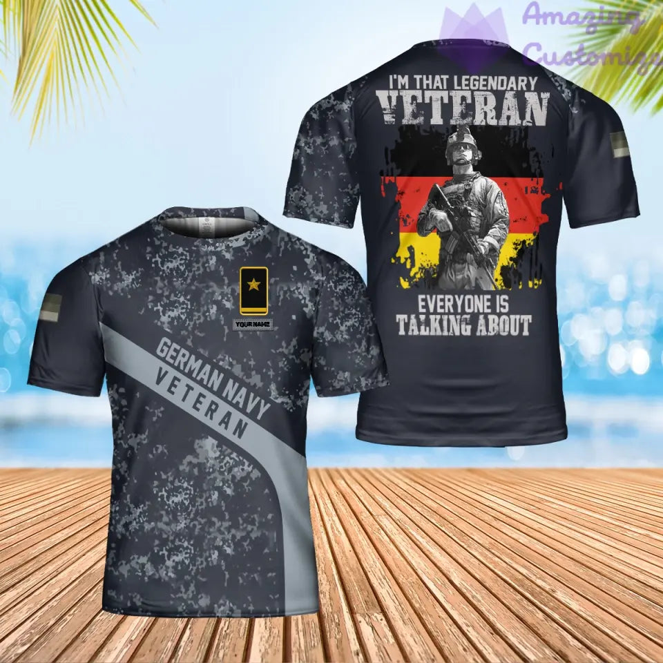 T-shirt personnalisé avec camouflage soldat/vétéran allemand avec nom et grade imprimé en 3D - 2801240001