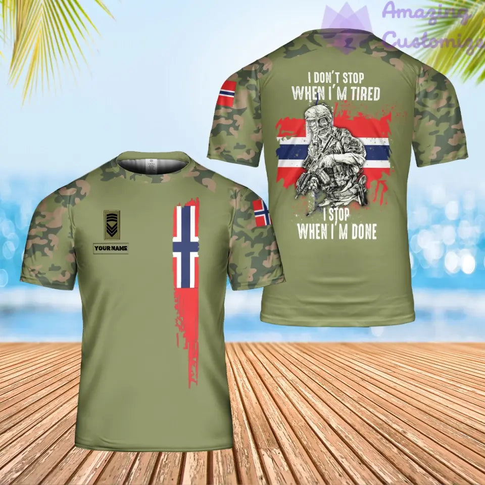Personalized Norway Solider/ Veteran Camo With Name And Rank T-shirt 3D Printed - 2401240003