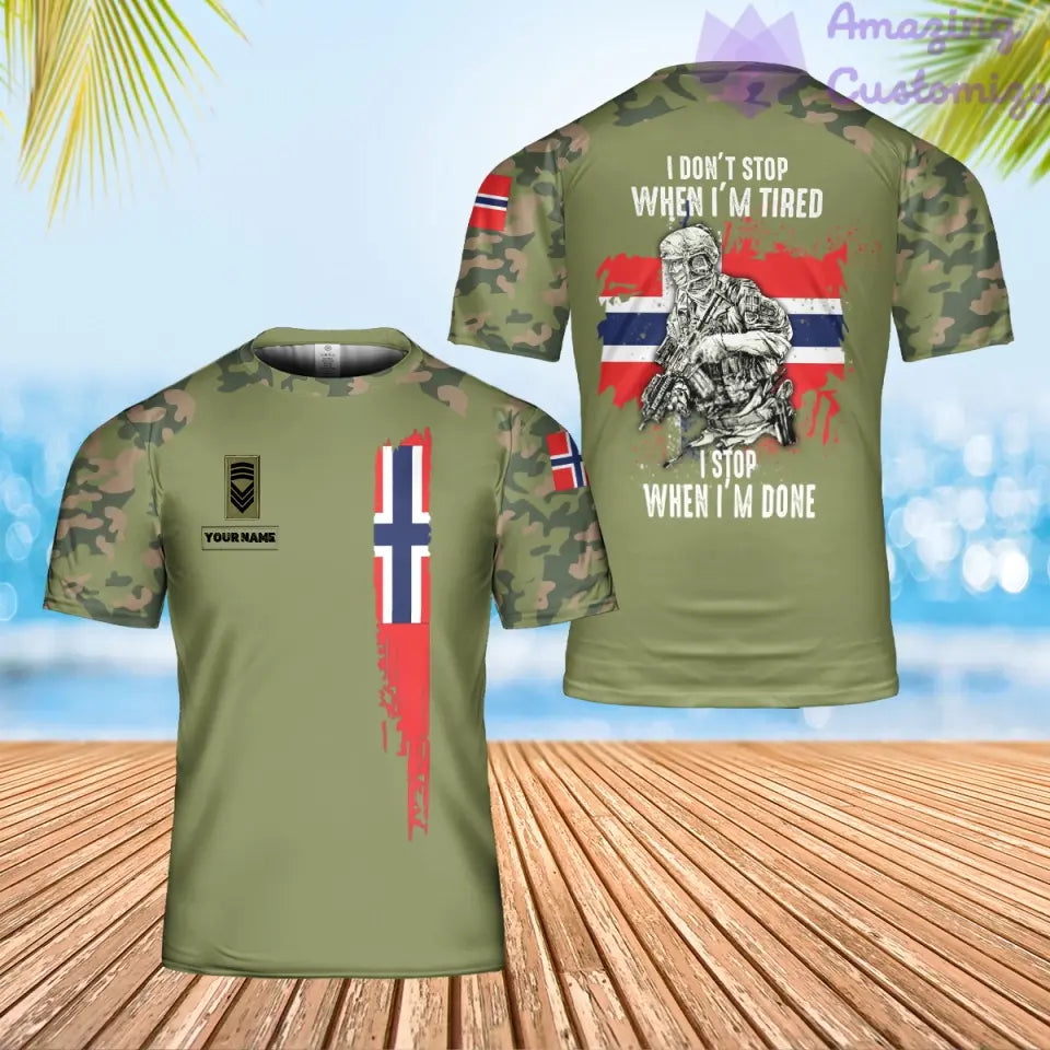 Personalized Norway Solider/ Veteran Camo With Name And Rank T-shirt 3D Printed - 2106230002