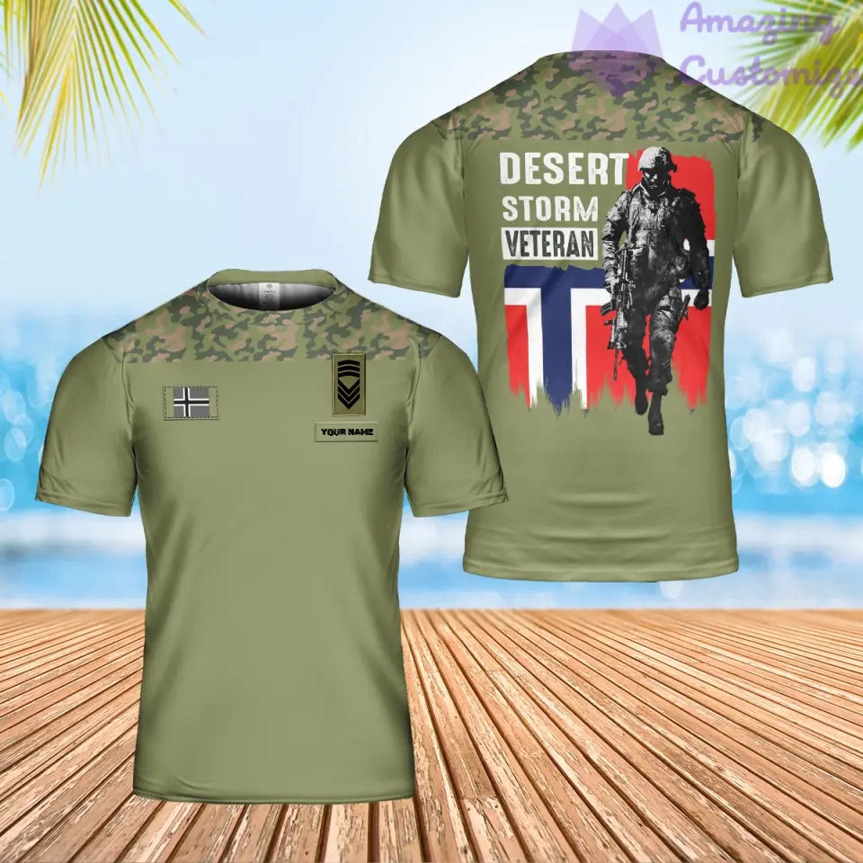 Personalized Norway Solider/ Veteran Camo With Name And Rank T-shirt 3D Printed - 2401240001