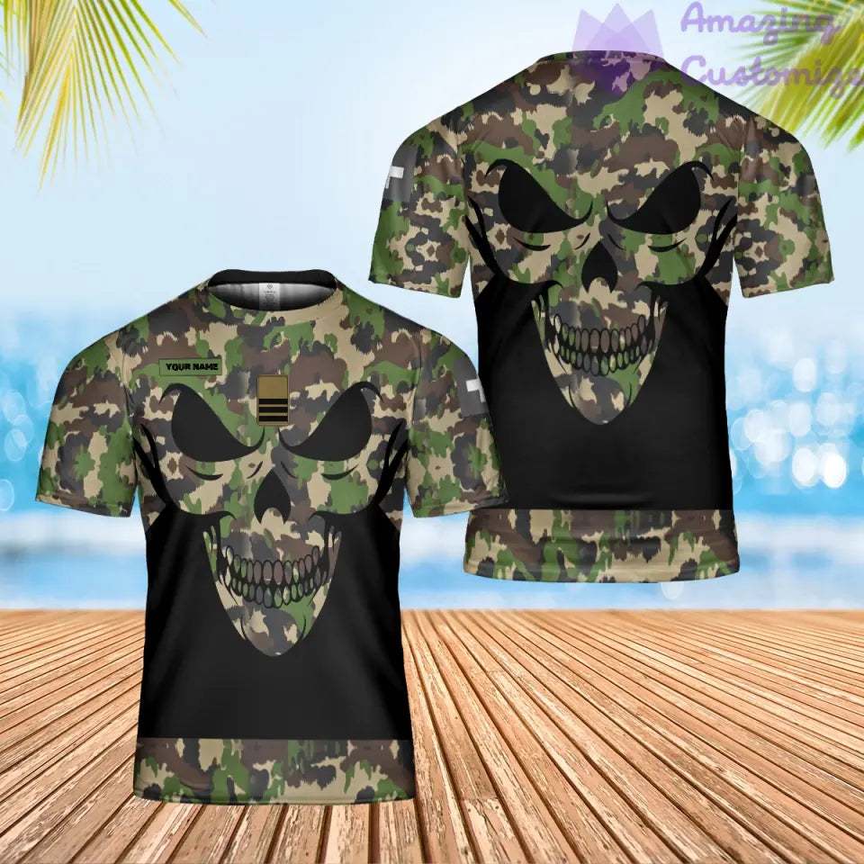 Personalized Swiss Solider/ Veteran Camo With Name And Rank T-shirt 3D Printed - 3001240002