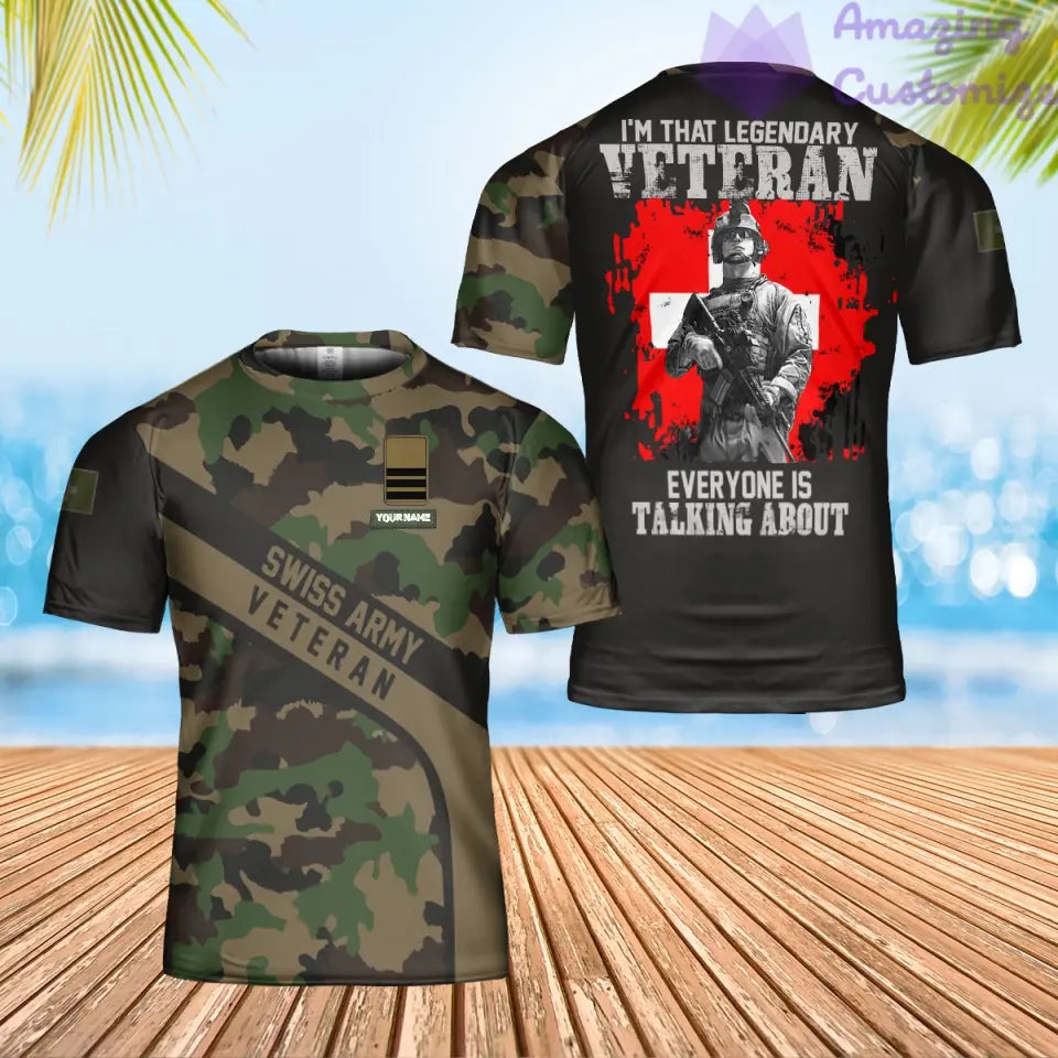 Personalized Swiss Solider/ Veteran Camo With Name And Rank T-shirt 3D Printed - 2106230003