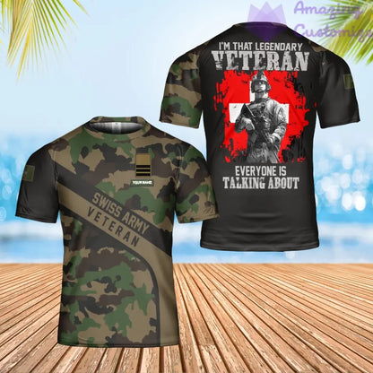 Personalized Swiss Solider/ Veteran Camo With Name And Rank T-shirt 3D Printed - 3001240003