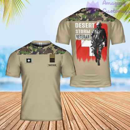 Personalized Swiss Solider/ Veteran Camo With Name And Rank T-shirt 3D Printed - 0102240001