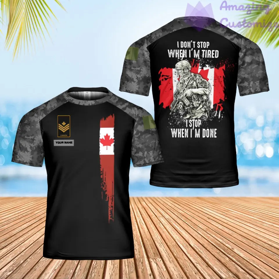 Personalized Canada Solider/ Veteran Camo With Name And Rank T-Shirt 3D Printed - 1606230003