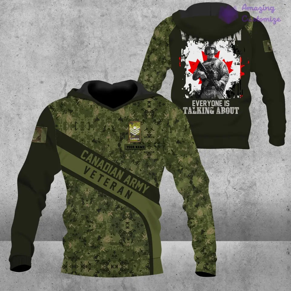 Personalized Canada Soldier/ Veteran Camo With Name And Rank Hoodie - 2106230001