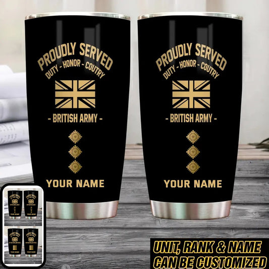 Personalized UK Veteran/ Soldier With Rank And Name Camo Tumbler All Over Printed 0202240017