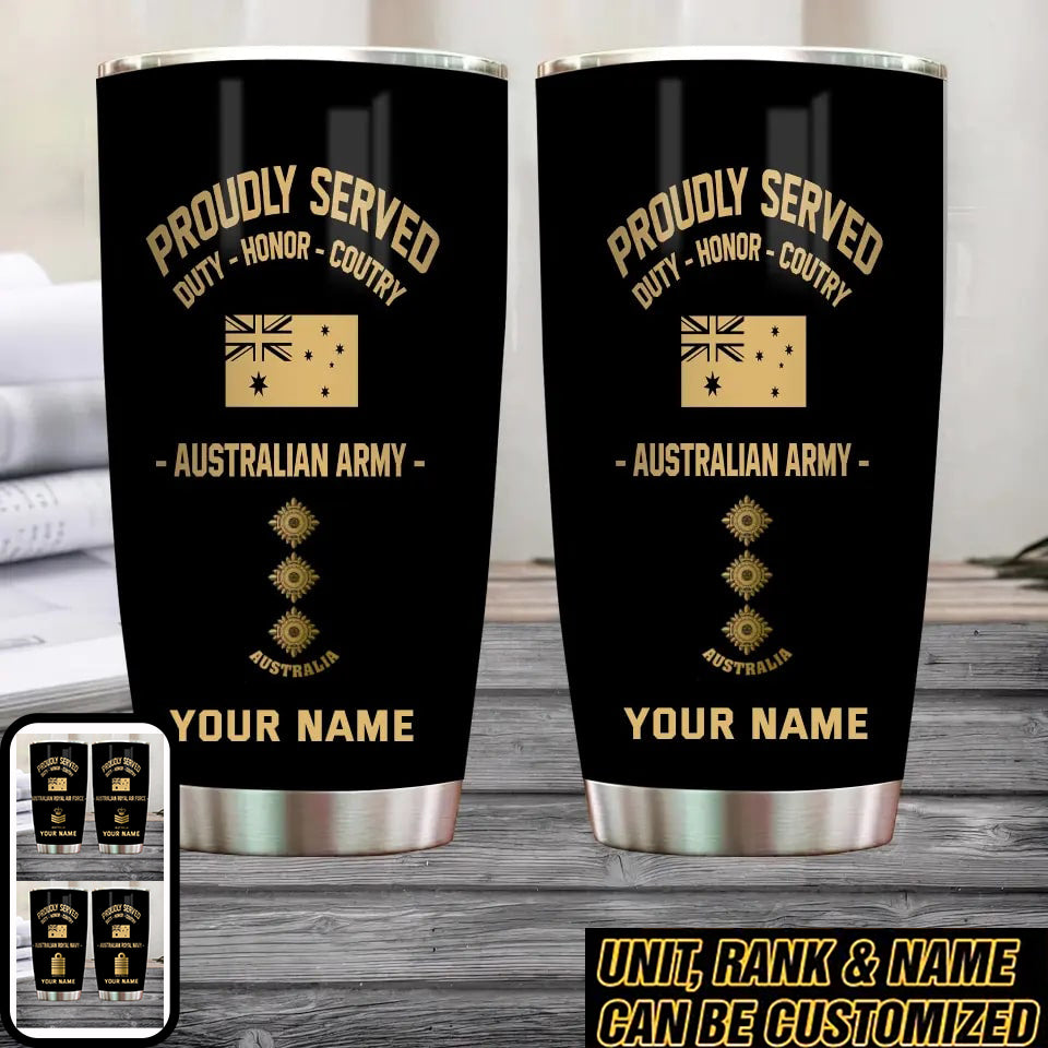 Personalized Australian Veteran/ Soldier With Rank And Name Camo Tumbler All Over Printed - 1706918405