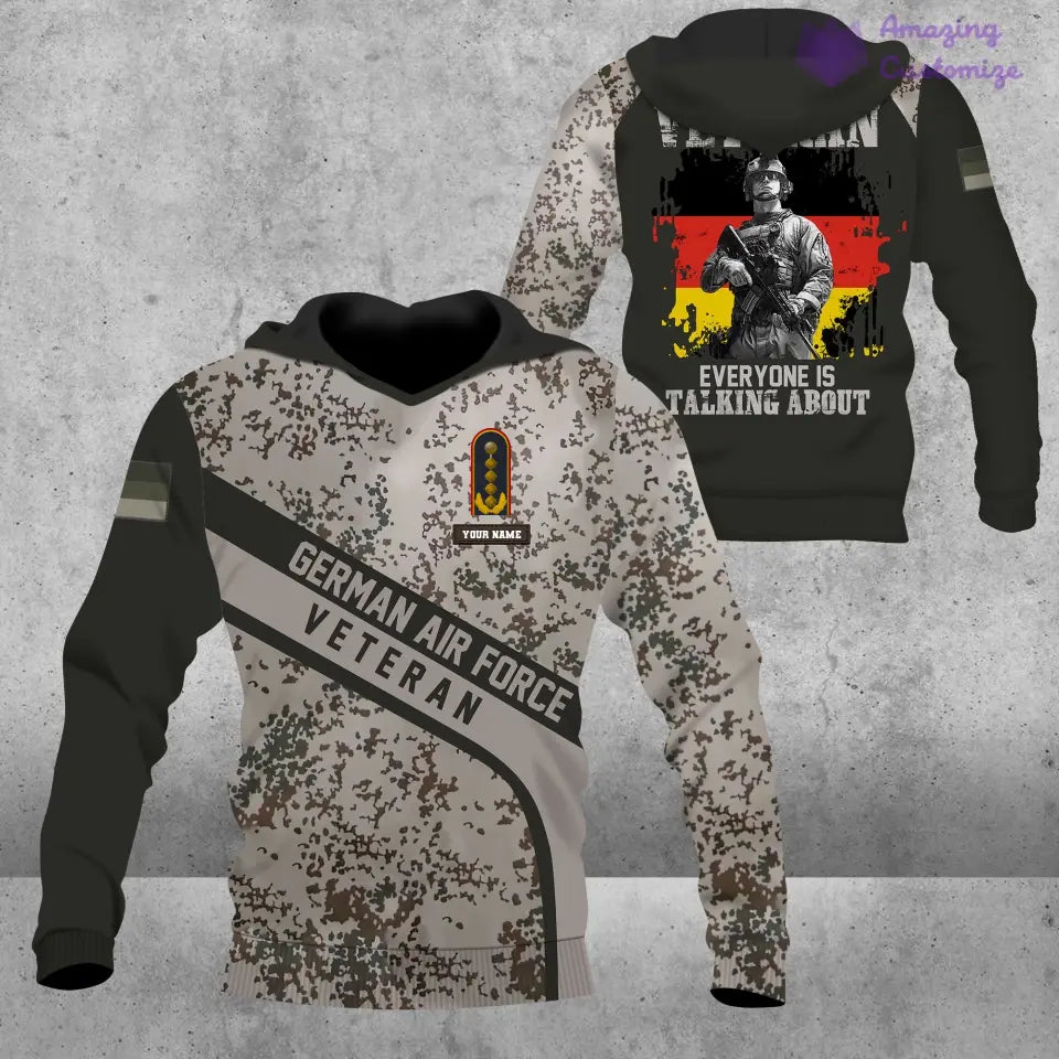 Personalized Germany Soldier/ Veteran Camo With Name And Rank Hoodie - 2106230003