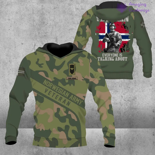 Personalized Norway Soldier/ Veteran Camo With Name And Rank Hoodie - 0606230003