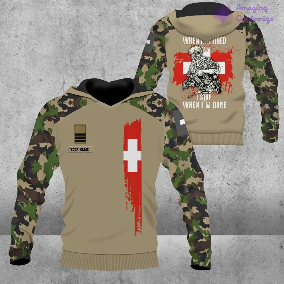 Personalized Swiss Soldier/ Veteran Camo With Name And Rank Hoodie - 2106230001