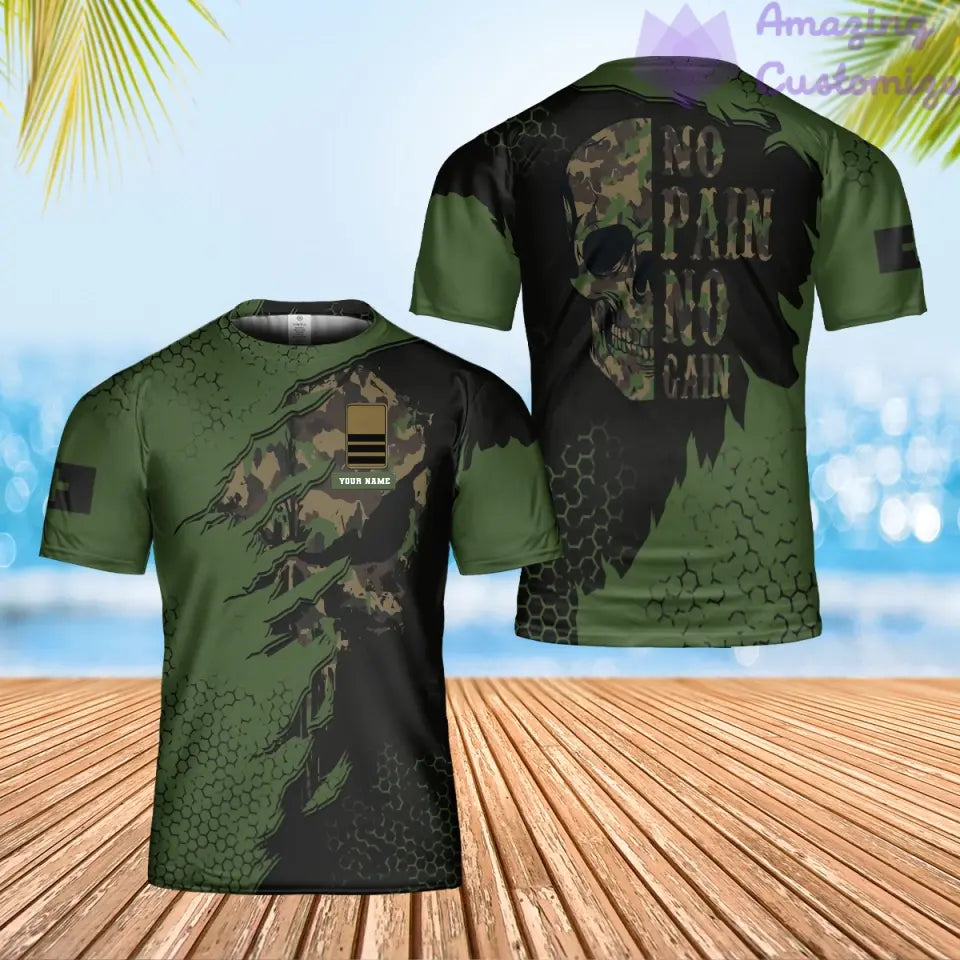 Personalisiertes Schweizer Soldat/Veteranen-Tarn-T-Shirt mit Namen und Rang, 3D-Druck – 0102240002