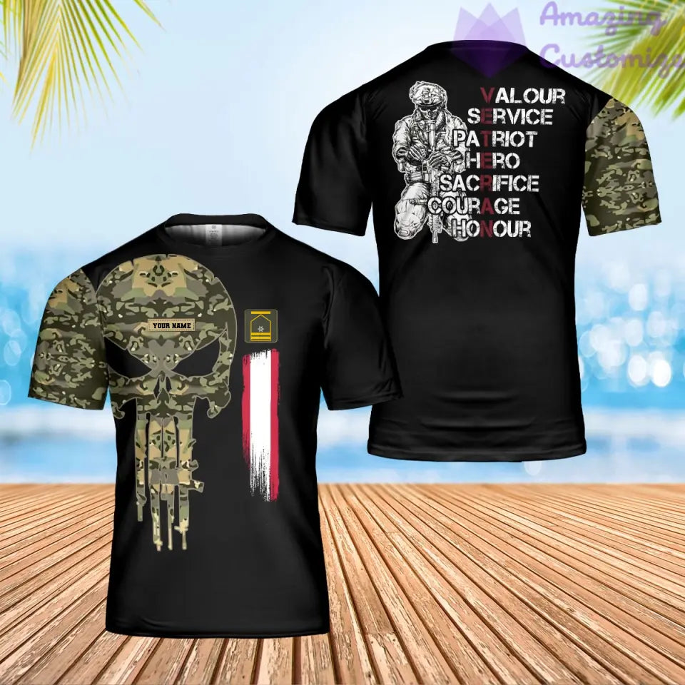 Personalized Austria Solider/ Veteran Camo With Name And Rank T-shirt 3D Printed - 2806230001