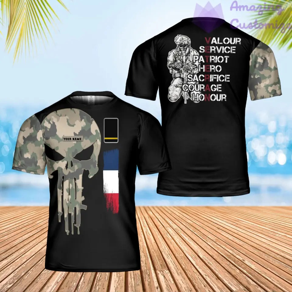 Personalized France Solider/ Veteran Camo With Name And Rank T-Shirt 3D Printed - 2806230001