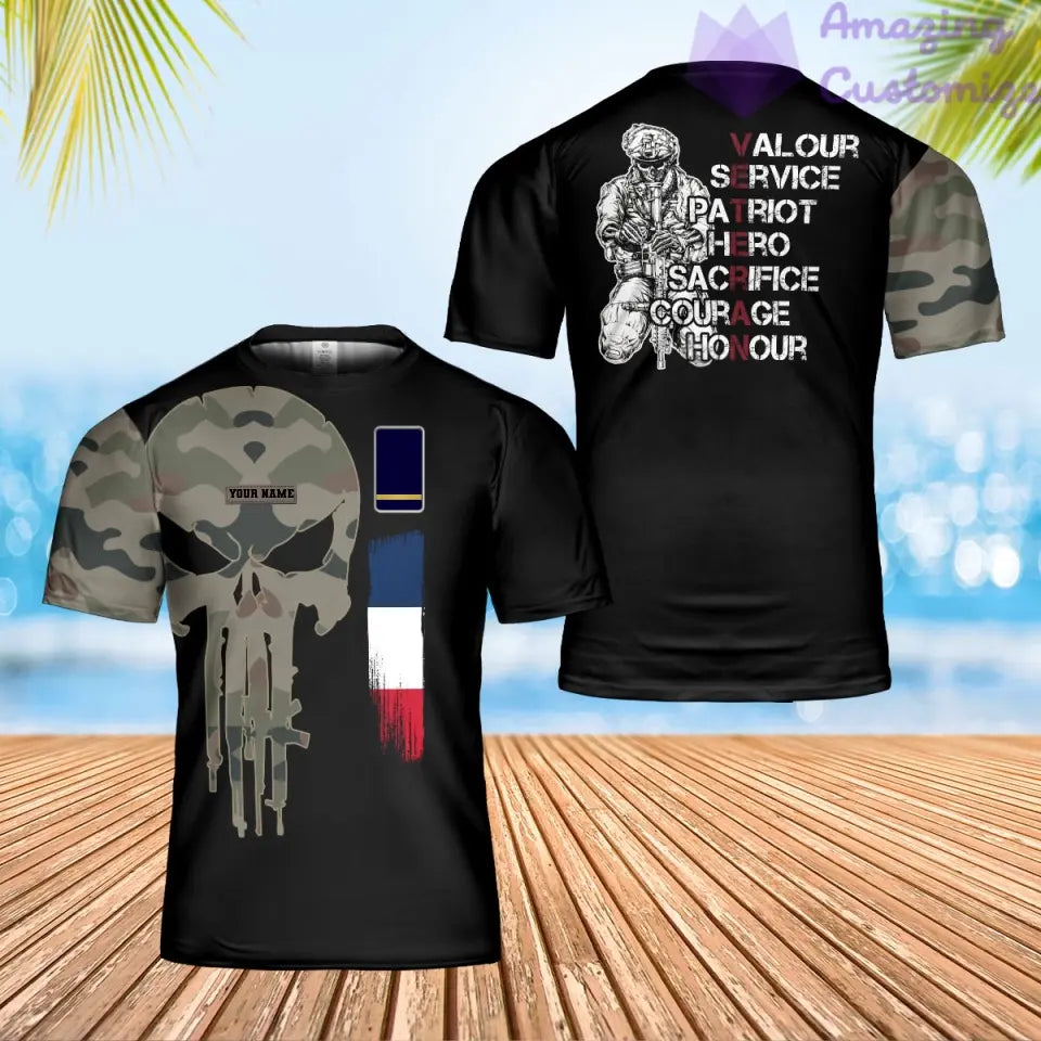 Personalized France Solider/ Veteran Camo With Name And Rank T-Shirt 3D Printed - 2001240003